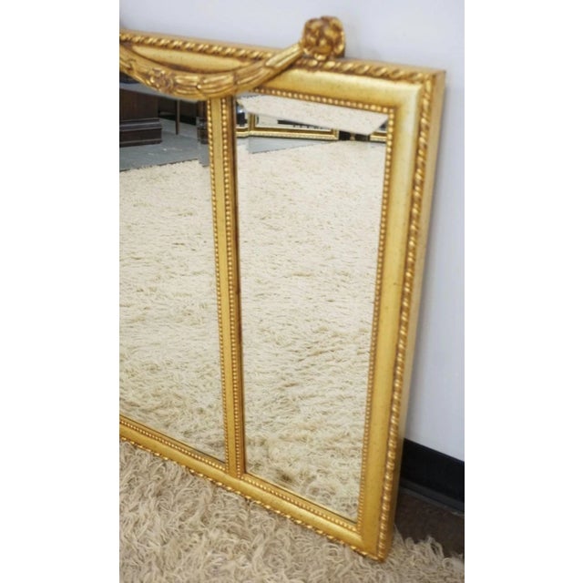 Neoclassical Late 20th Century Ethan Allen Gold Guilt Bevel Edged Triple Hanging Mirror Mantel Mirror For Sale - Image 3 of 6