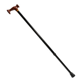 Walking Stick W/ Faux Burled Wood Handle and Black Enameled Body For Sale