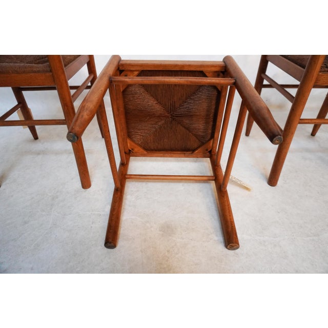 Mid 20th Century Set of Four Wooden Dining Chairs With Rush Seats For Sale - Image 12 of 17