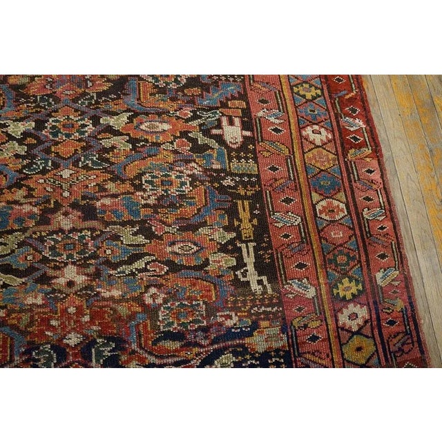 Ruby Red Appreciable Red Ruby Color Wiht Detail Rosette Geometric Pattern Antique Persian Kurdish Rug For Sale - Image 8 of 9