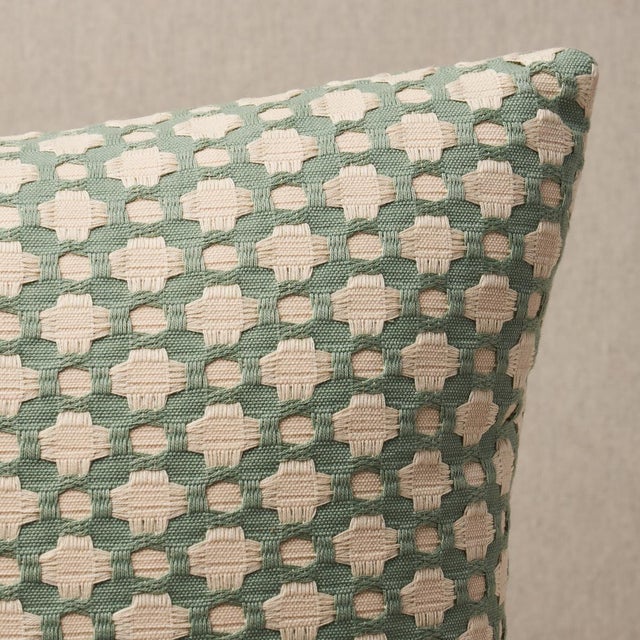 This pillow features Betwixt by Celerie Kemble for Schumacher with a knife edge finish. An endlessly versatile small-scale...