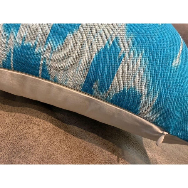 1990s Handmade Silk Ikat Square Pillow Cover For Sale - Image 11 of 11