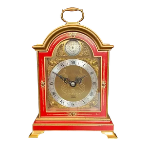 Mid 20th Century Elliott London Painted Gilt Chinoiserie Bracket Clock