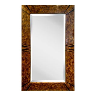 Original Signed Karl Springer Large Wall Hanging Mirror in Tessellated Horn For Sale