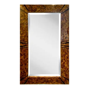 Original Signed Karl Springer Large Wall Hanging Mirror in Tessellated Horn