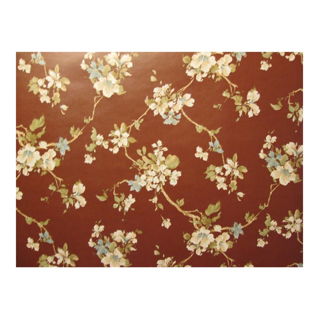 English Vintage 1980s Brown Floral Wallpaper For Sale - Image 3 of 12