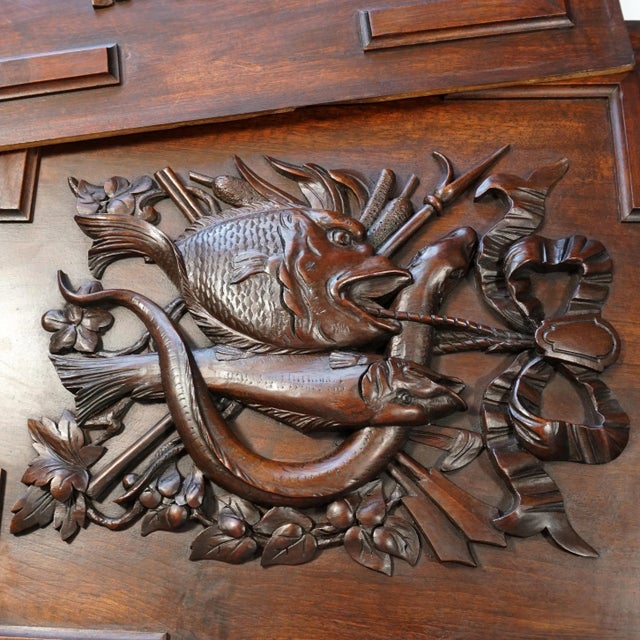 Brown Pair Antique Hand Carved Wood Panels Animal Plaques Hunting Game Trophy For Sale - Image 8 of 9