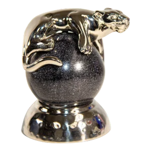 Silver Panther Paperweight on a Black Marble Ball by Mary Jurek Design
