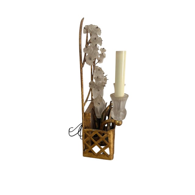 Maison Bagues Attrib Gilded Tole and Frosted Glass Sconce For Sale - Image 10 of 10