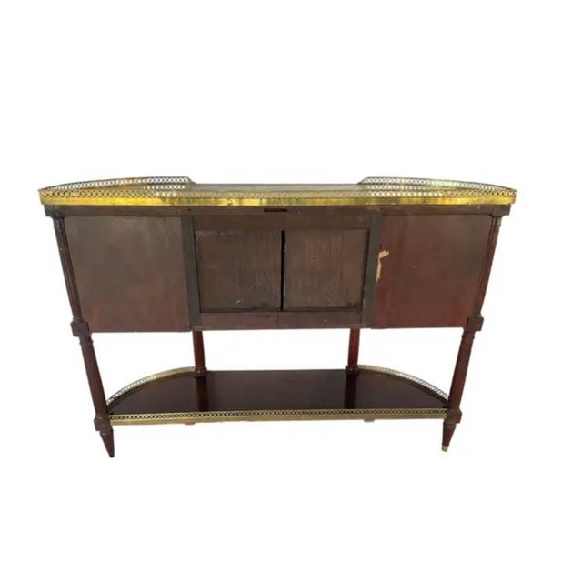 French Mahogany Buffet With Marble Top and Brass Gallery For Sale - Image 12 of 17