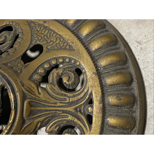 Traditional Vintage Scrollwork Ornate Rosette Bronze Ceiling Light Plate For Sale - Image 3 of 5