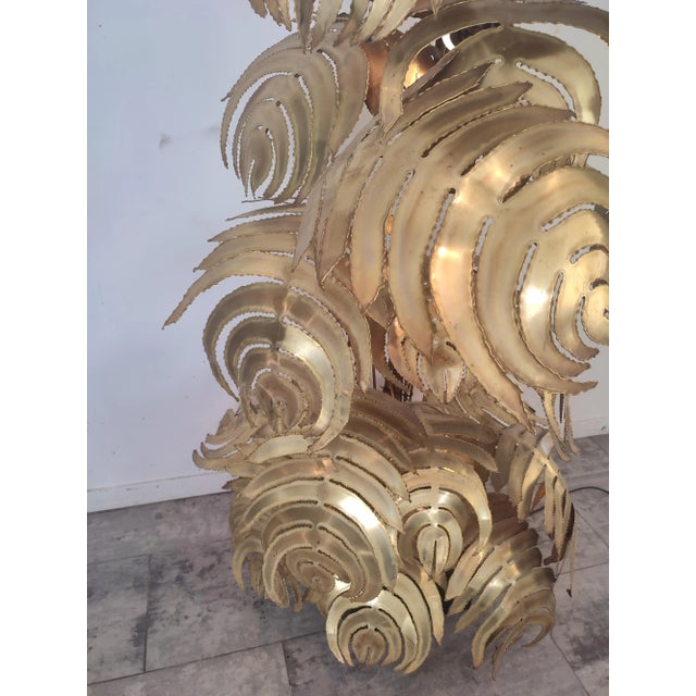 Hollywood Regency Monstera Floor Lamp attributed to Maison Jansen, France, 1980s For Sale - Image 3 of 11