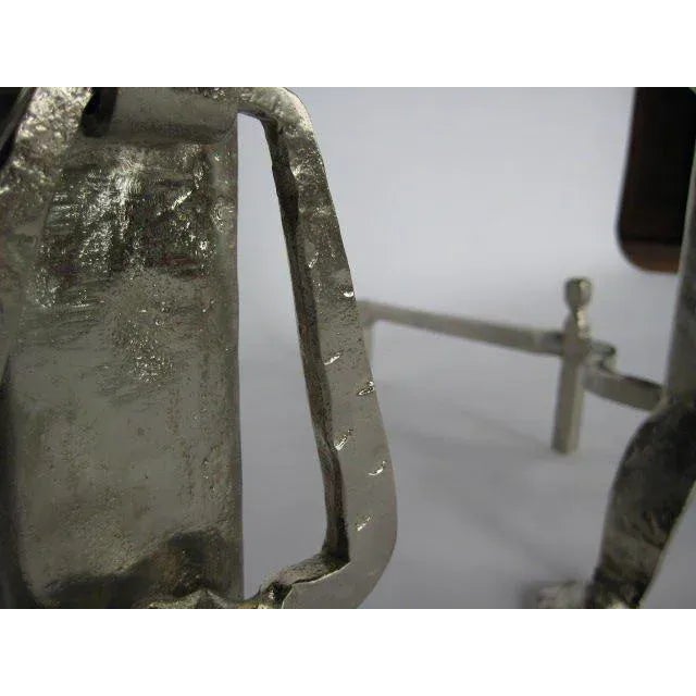 1940s Vintage Wrought Iron Fireplace Andirons - a Pair For Sale - Image 4 of 8