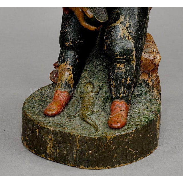 Rustic Carving of a Dwarf With Snuffbox 19th Century For Sale - Image 3 of 7