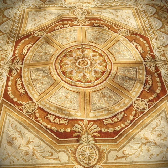 French Rug with Terracotta Border For Sale - Image 3 of 10