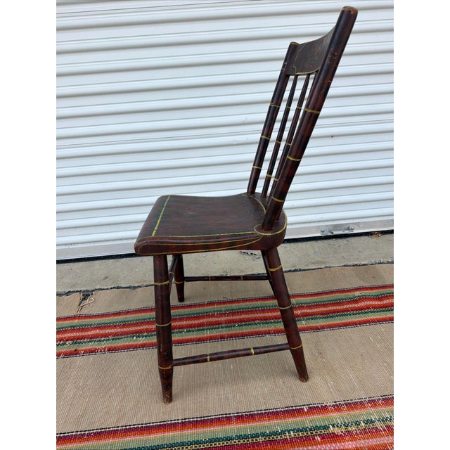Antique Paint Decorated Pennsylvania Kitchen Windsor Side Chair, Circa 1850's For Sale - Image 10 of 18