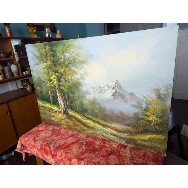 1970s Vintage Original Alpine Mountain Landscape Painting Signed Balla / Bella For Sale In Atlanta - Image 6 of 13