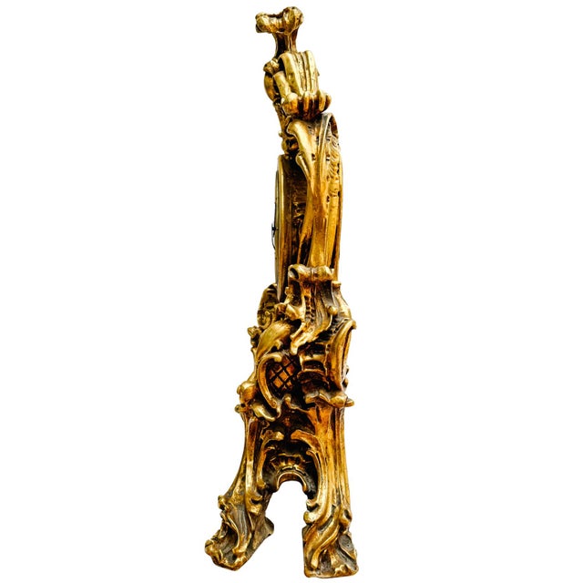Large Scale Vintage Rococo Style Gilt Table Clock, German Movement For Sale In San Diego - Image 6 of 11