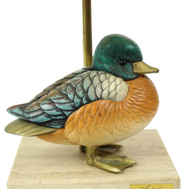 Duck Lamp in Brass, Resin and Travertine by Malevolti by Artiflex, 1970s For Sale - Image 13 of 18