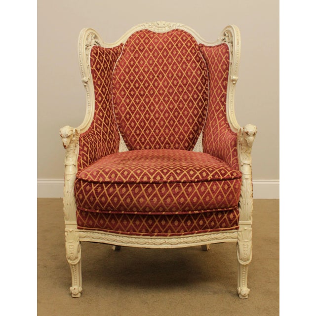 High Quality Custom Upholstered Painted Carved Frame Bergere