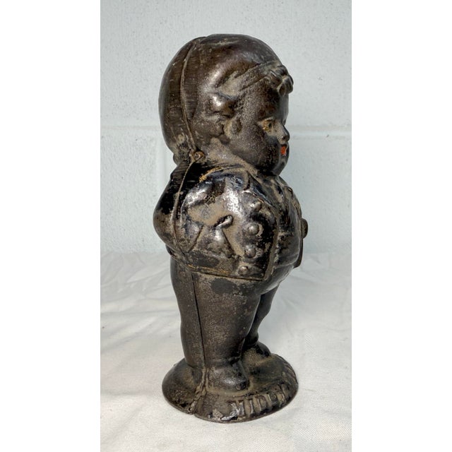Rare Antique 19th Century 1880's Painted Cast Iron Middy Boy Coin Still Bank For Sale - Image 4 of 11