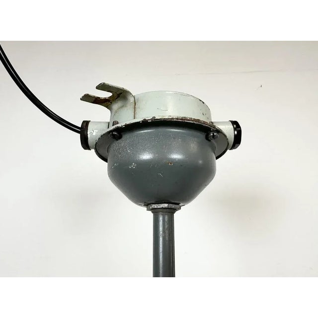1960s Industrial Grey Enamel Ceiling Lamp from Elektrosvit, 1950s For Sale - Image 5 of 13