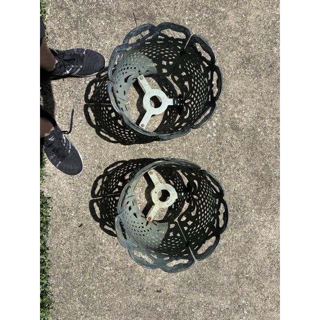 Matching Pair of Antique Victorian Cast Iron Reticulated/Lacework Planters For Sale - Image 17 of 18