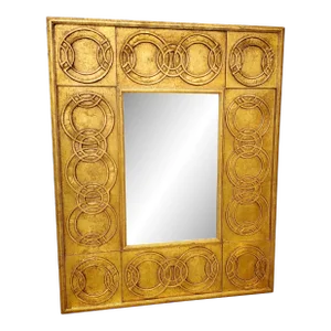 Vintage French Directoire Style Gold Gilt Wood Rectangle Wall Hanging Mirror