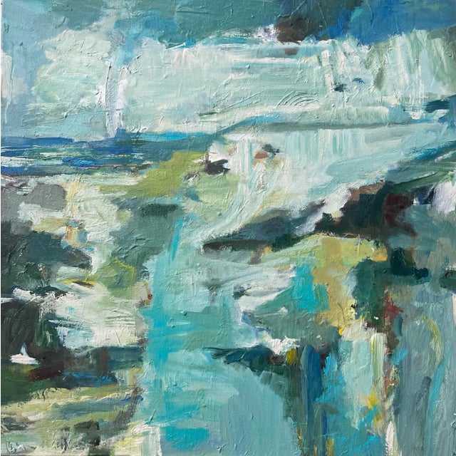 Original Painting 'Every Moment New"' Blue Abstract Expressionist Painting by Michele Zuzalek For Sale