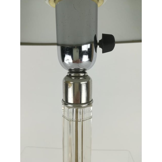 Art Deco Table Lamp Ground Glass with Fabric Screen, 1920s For Sale - Image 4 of 8