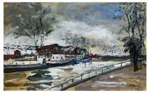 Magdalena Spasowicz, Landscape with Boats, Oil on Board, 2004