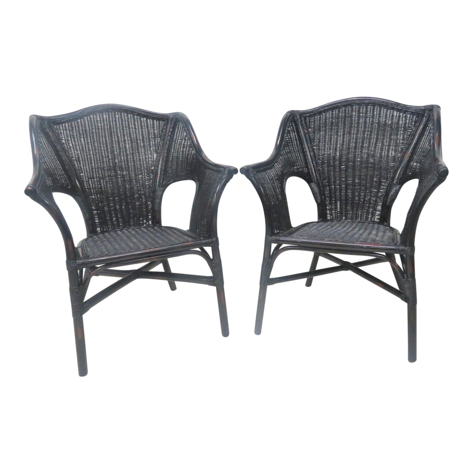 Black Wicker Side Chairs A Pair Chairish