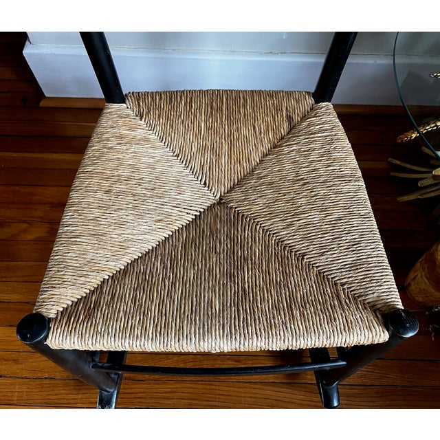 Black Italian Otto Gerdau Rush Seat Rocking Chair For Sale - Image 8 of 13