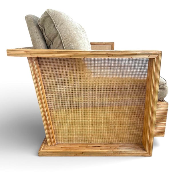 Jean-Michel Frank Vintage Sculptural Rattan and Cane Sofa After Jean-Michel Frank For Sale - Image 4 of 11