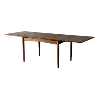 Long Teak Extendable Dining Table With Two Pull-Out Leaves Danish Mid-Century Modern 1960s For Sale