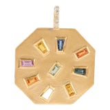 Multi Sapphire Pendant 18k Solid Yellow Gold For Sale