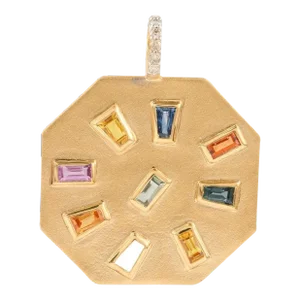 Multi Sapphire Pendant 18k Solid Yellow Gold