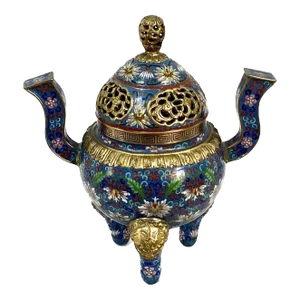 Vintage Chinese Cloisonne' Incense Burner - Censor - With Cover