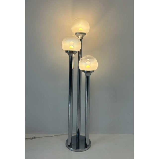 Italian Chrome and Murano Glass Floor Lamp from Mazzega, 1970s For Sale - Image 9 of 13