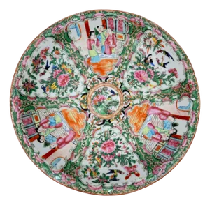 19th Century Antique Rose Medallion Chinoiserie Porcelain Bowl