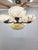 Czech Art Deco Brass Opaline Glass Chandelier, 1940s For Sale - Image 6 of 11