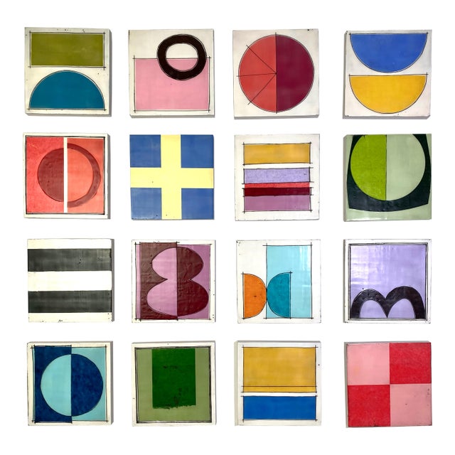 Encaustic Collage Installation by Gina Cochran - "The Enthusiast" - 16 Pieces For Sale