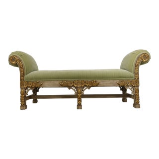 Chippendale Style Paint Decorated Designer Window Bench For Sale