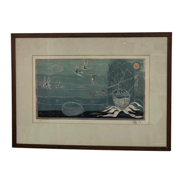 Mid-Century Modern Vintage Mid-Century Modern Limited Edition Nautical Silkscreen Print, Signed, Edition 3 of 100, Framed.. For Sale - Image 3 of 10