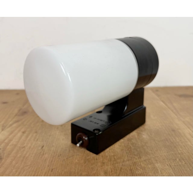 Industrial Brown Bakelite Wall Light in Milk Glass from Elektrosvit, 1960s For Sale - Image 4 of 16