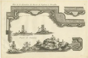 Le Rouge, Pl. 9 The Neptune Fountain of Versailles, 1785, Print