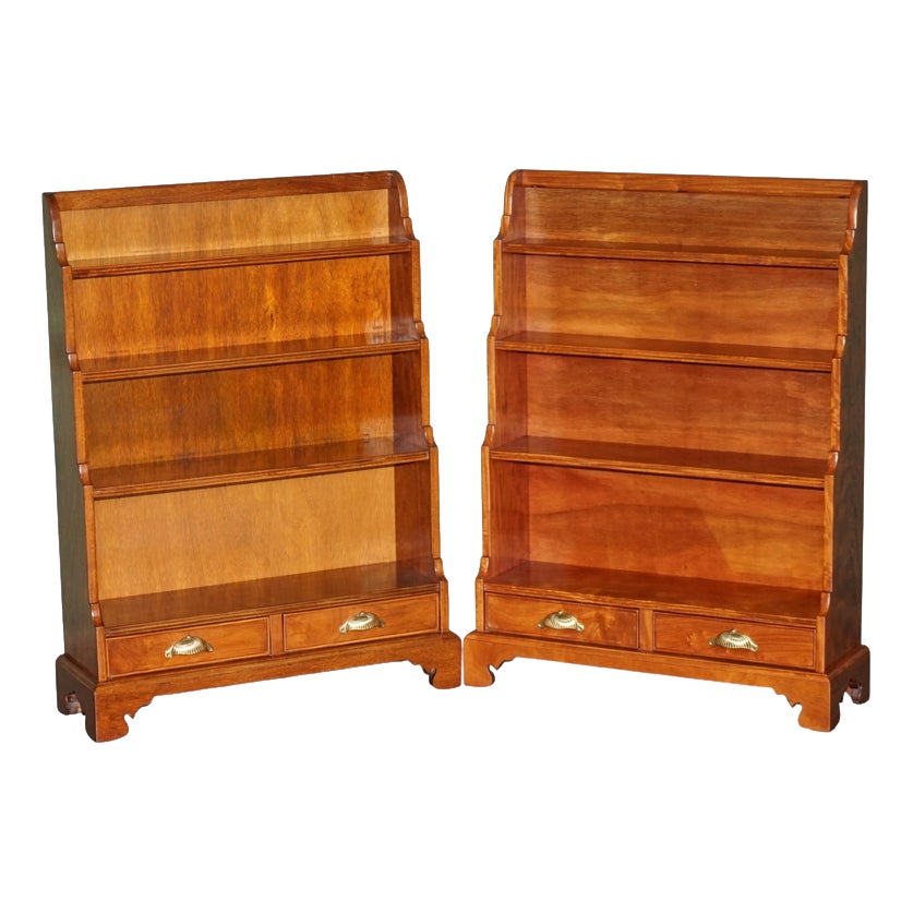 Regency Style Hardwood Waterfall Dwarf Library Bookcases, 1950, Set of ...