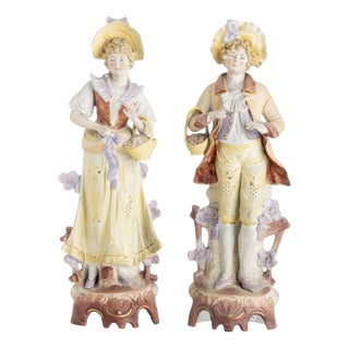 19th Century Porcelain Gallant Figures, Set of 2 For Sale