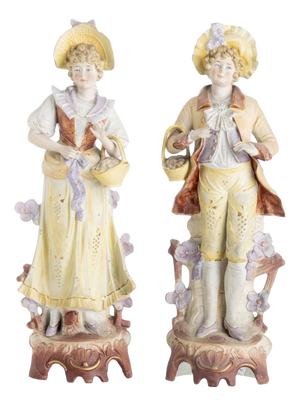 19th Century Porcelain Gallant Figures, Set of 2