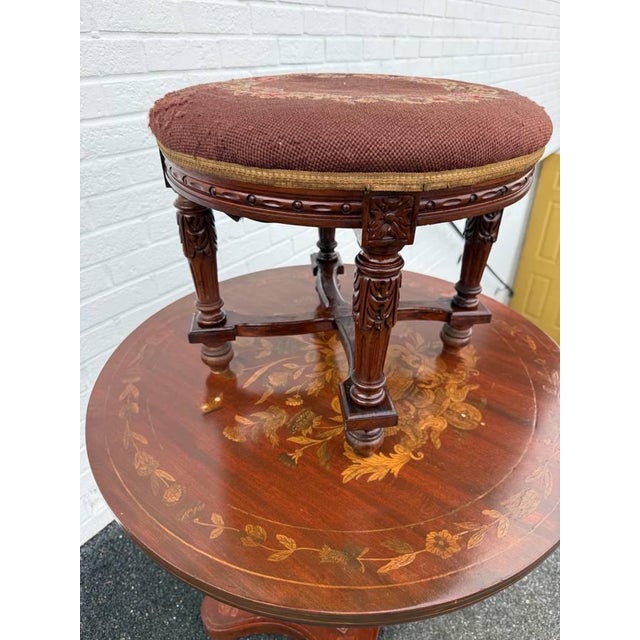 Antique Victorian French Louis XVI Style Carved Walnut Oval Footstool For Sale In Washington DC - Image 6 of 11